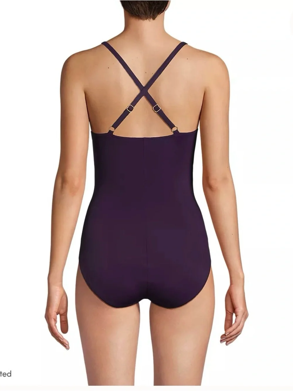 Lands' End Women's New SlenderSuit Pleated Low Leg One Piece Swimsuit